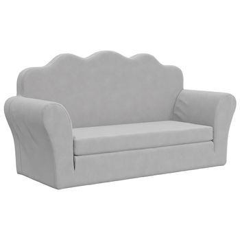 Sofá Cama | Sofá Convertible De Niños 2 Plazas Felpa Suave Gris Claro