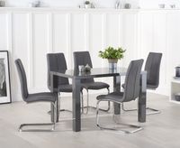 atlanta 120cm dark grey high gloss dining table with tarin chairs