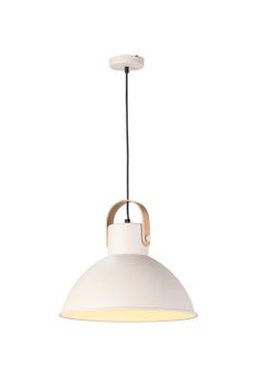 Lámpara techo metálica embellecedor madera acabado crema