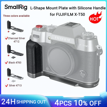 Placa de montaje en forma de L SmallRig X-T50 con mango de silicona para FUJIFILM X-T50 con placa de liberación rápida Arca-Swiss -4712