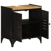 armario de lavabo de bano  mueble bano hierro y madera mango 55x35x60 cm