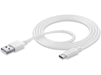 Cable USB a USB-C - CellularLine POWER, USB-C, 120 cm, 18W, Blanco