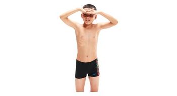 Speedo eco  dig panel aquashort negro rojo