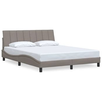 Cama Matrimonial | Cama Para Adulto | Estructura De Cama Sin Colchón Hanko Tela Gris Taupe 160x200 Cm