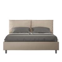 cama sin somier acolchada 160x190 cuero sintetico gris paloma antea