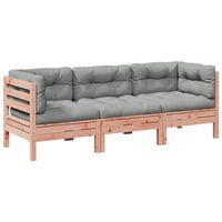 set de sofas jardin 3 uds  juego de muebles de jardin con cojines madera abeto douglas cfw7615445