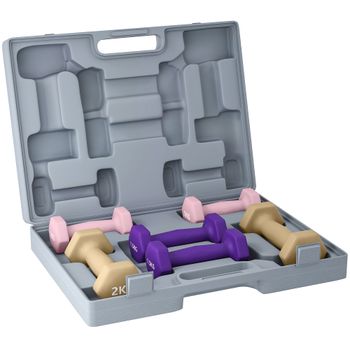 SPORTNOW Set de mancuernas, pack de 6 con pesas, set de mancuernas de acero, 1 kg, 1,5 kg, 2 kg   Aosom España