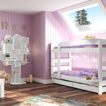 Mathy By Bols Separable Bunk Bed in Dominique Design - 149cm High - Mathy Raw