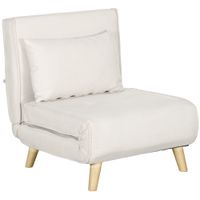 homcom sofa cama individual plegable 3 en 1 lino sintetico crema con respaldo ajustable y cojin marco metalico crema   aosom espana