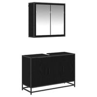 juego de muebles de bano 2 uds roble negro 90 x 33 x 60 cm vidaxl