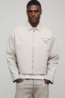 chaqueta harrington recta de sarga beige