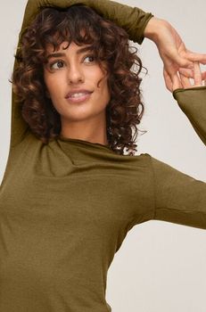 Hunkemöller Camiseta super suave de Cashmere con Escote Barco Verde