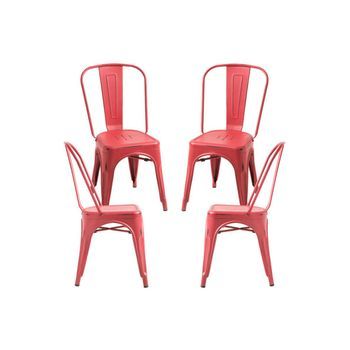 Pack 4 Sillas Torix Vintage De Acero Reforzado 86*36*48 Cm - Rojo Vintage