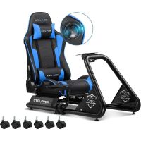 simulador de conduccion gtplayer sim racing cockpit con altavoces y asiento ajustable azul