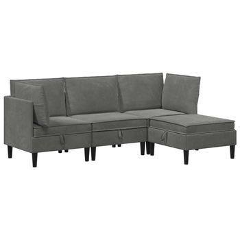 Juego De Muebles De Salón 4 Uds. Gris Oscuro Terciopelo Vidaxl