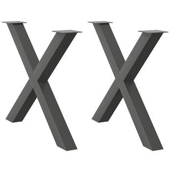 Patas Para Mesa De Comedor En Forma De X 2 Uds | Patas Para Mesa Antracita Acero Cfw17275