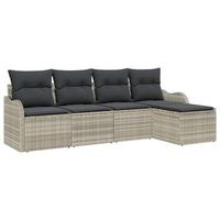 conjunto de sofa de jardin 5 piezas  mueble de jardin gris claro ratan sintetico