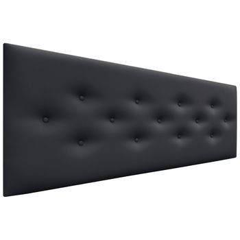 Dhome Cabecero De Polipiel Con 3 Hileras Intercaladas De Botones Cabezal Tapizado Cama Lujo (negro, 135cm)