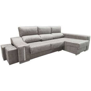 Sofá Chaise Longue Derecha Oscar En Color Gris Con Puffs 263x100x85 Cm