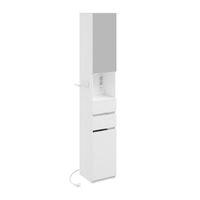 armario alto de bano con espejo cajones y toma usb blanco 300x300x1805 cm bzr240-e
