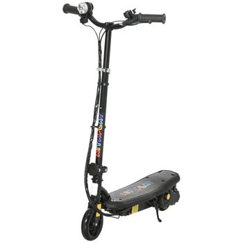 HOMCOM Patinete Eléctrico para Niños de 7-14 Años Plegable con Faro LED Rueda y Freno Velocidad Máxima de 12 km/h Negro