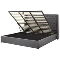 cama con almacenaje de terciopelo gris 180 x 200 cm cabecero alto lubbon