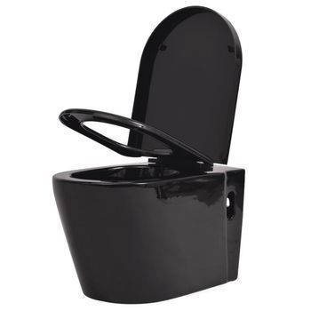 Inodoro De Pared Cerámica Negro Vidaxl