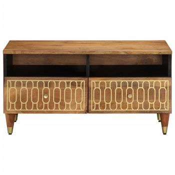 Mesa De Centro 54x80x40 Cm Madera Tratada, Metal - Marrón