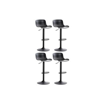 Set de 4 Taburetes de bar regulable en Plástico Negro