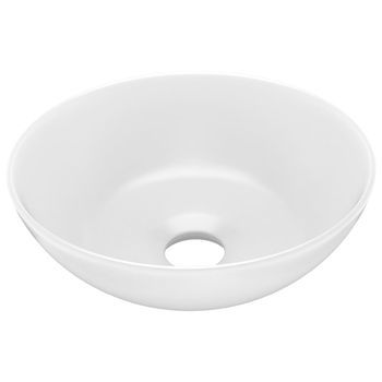 Lavabo De Baño Moderno | Lavabo De Cuarto De Baño Redondo Cerámica Blanco Mate