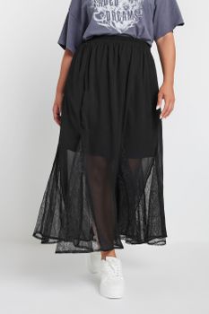 Yours Falda Negra De Encaje Con Godets, Mujer Curvy Y Tallas Grandes, Yours