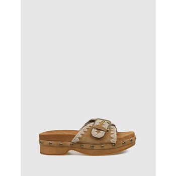 Mou Zuecos SANDALIA HIGH HEELL WOOD WITH BUCKLE MARRÓN para mujer