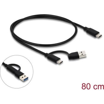Concentrador USB 10 Gbps Delock 4 puertos Thunderbolt, USB-A y USB-C Negro