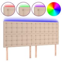 cabecero luces led cuero sintetico capuchino 160x5x118128cm