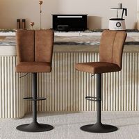 set de 2 taburetes de bar - cocina - tejido y metal - marron y negro 445x44x955-1175cm