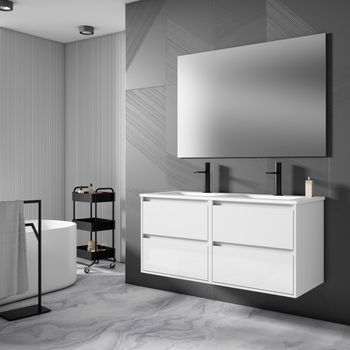 Mueble Jade 120 Cm 4c 2s, Blanco Brillo. Pack Mueble + Lavabo.