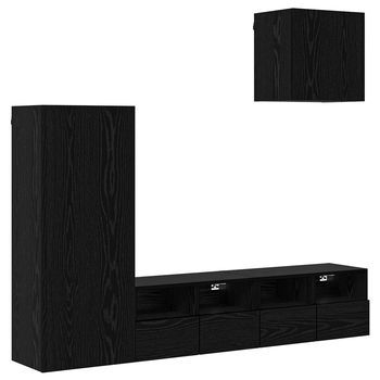 Unidades De Pared Para Tv 4 Uds. Roble Negro Vidaxl