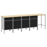 conjunto de armarios de trabajo con cajon 5 uds negro y gris vidaxl