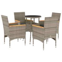 set comedor jardin 5 uds  mueble jardin mesa y sillas y cojines ratan sintetico vidrio gris