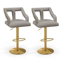 costway juego de 2 sillas de bar taburete giratorio ajustable con reposapies base de metal silla de comedor de terciopelo holandes para bar