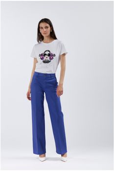 pantalón wide leg teñido en prenda royal