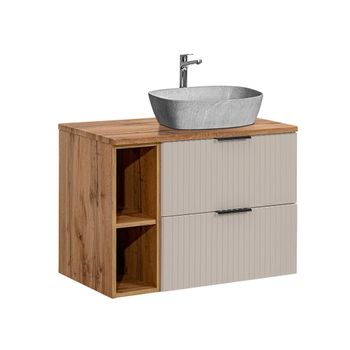 Mueble lavabo individual imitación paneles de melamina y mdf beige
