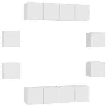 Muebles De Salón 8 Piezas Madera De Ingeniería Blanco Vidaxl