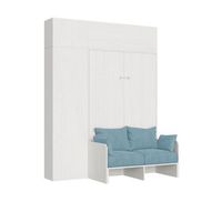 cama plegable kentaro de 120 cm tamano queen con sofa y muebles en blanco ceniza y azul claro