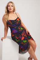 yours london vestido negro estampado con fruncidos mujer curvy y tallas grandes yours london