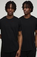 pack de 2 camisetas basicas regular con cuello de caja negro