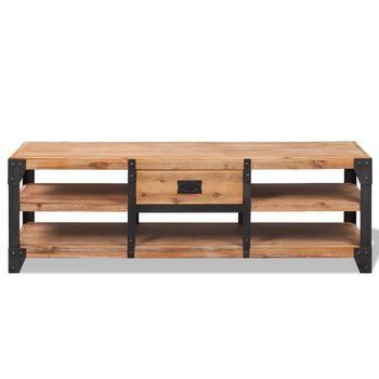 Mueble Tv | Mueble De Salón | Armario Tv Madera De Acacia Maciza 140x40x45 Cm