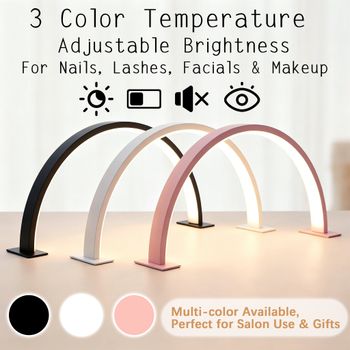 Luz de belleza de escritorio en forma de U de media luna, luz LED sin sombras ajustable de tres colores, fuente de alimentación universal USB, interruptor de control con un solo toque, adecuada para