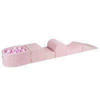 meowbaby parque infantil de espuma con piscina de bolas rosa epolvado  blancorosa pastel 100 pcs