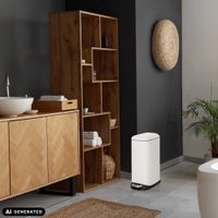 cubo de basura de acero de 20 litros blanco